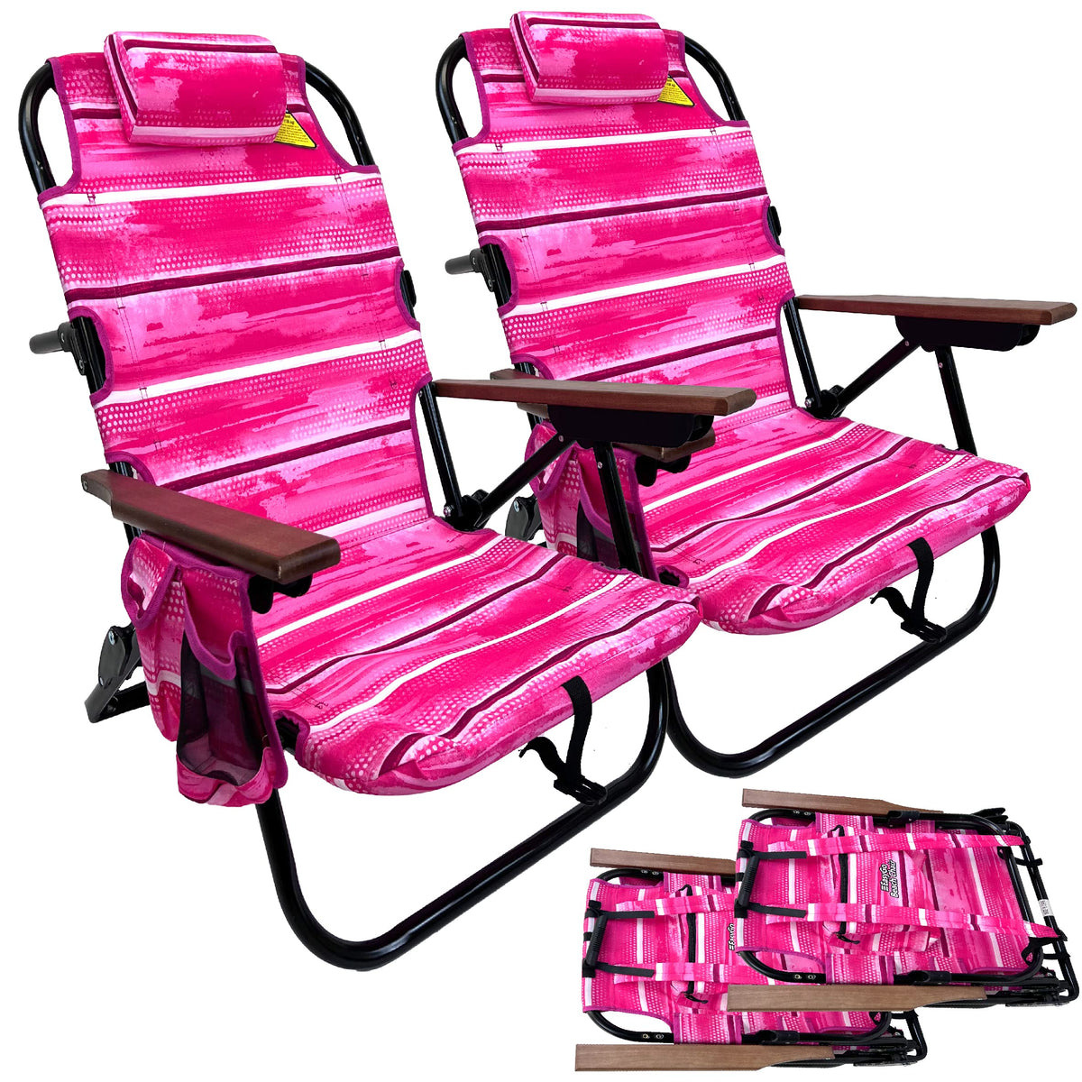 EasyGo Product backpack beach chair folded for easy portability and quick setup.