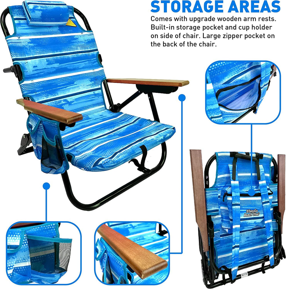 EasyGo Product Beach Chair open dimensions showing generous seating space.