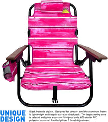 EasyGo Product beach chair side cup holder within reach for beverages at the coast