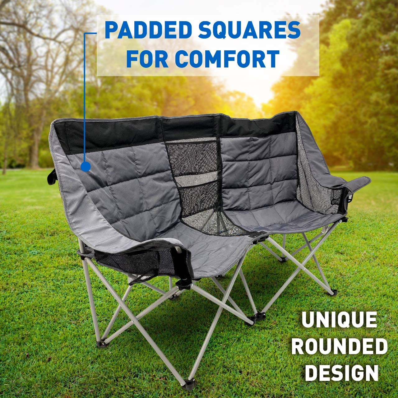 EasyGo Product double love seat padded seat for enhanced comfort.