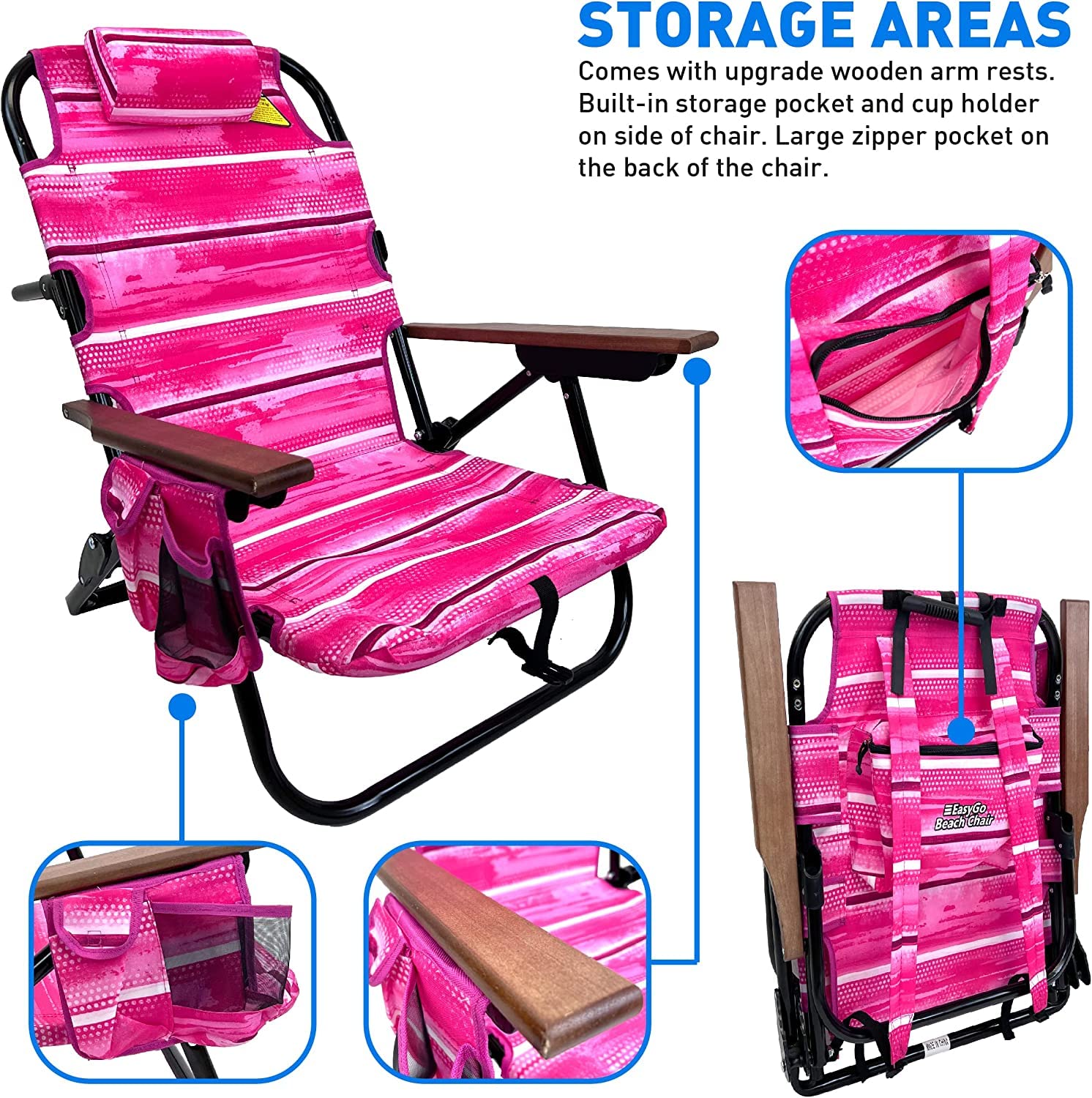 EasyGo Product back zipper pocket provides secure storage for essentials.