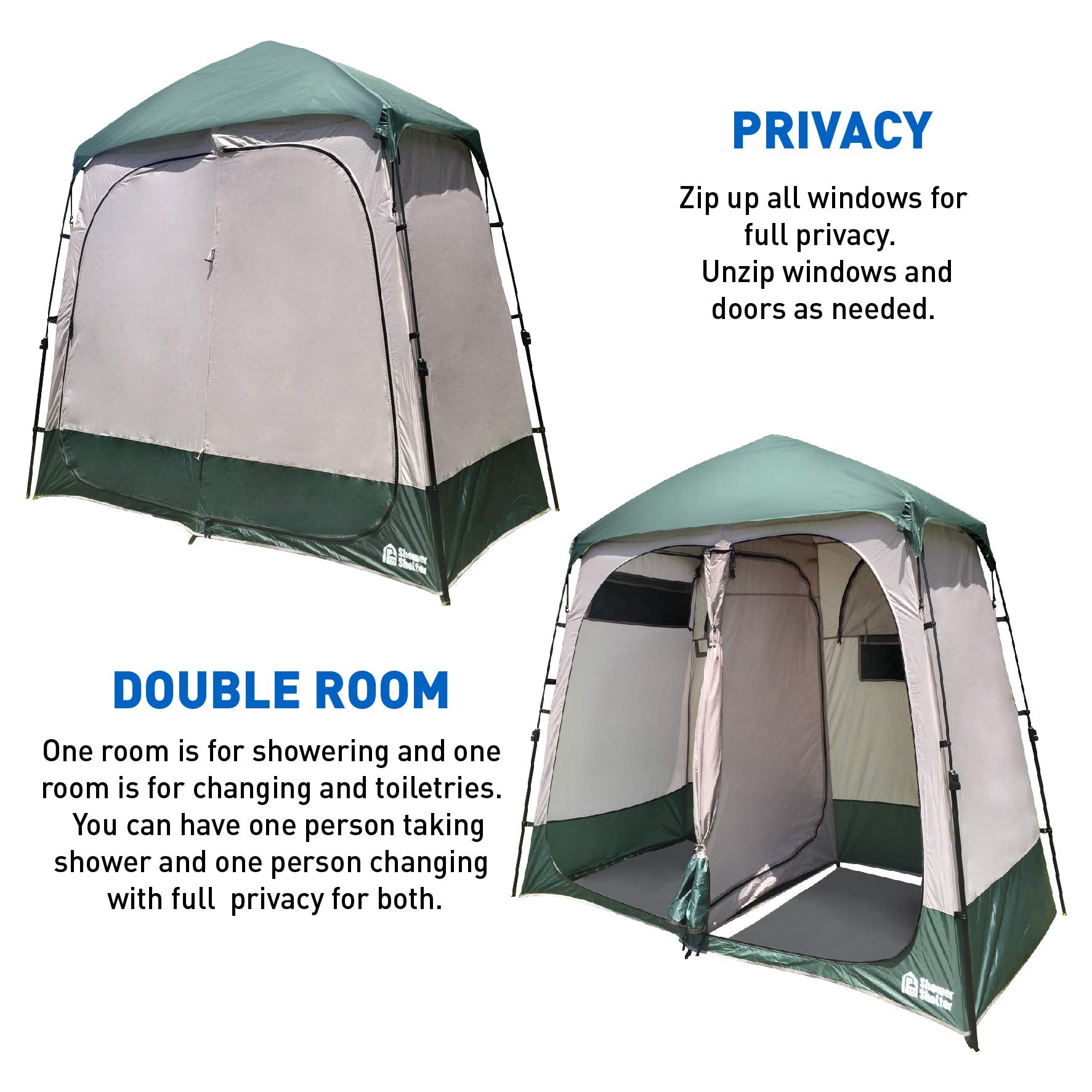 Close-up of waterproof fabric used in EasyGo shower shelter for rain protection.