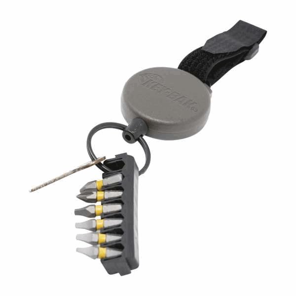 Close-up of EasyKeys carabiner shows rugged hardware and secure 1.25-inch radius hook for daily use