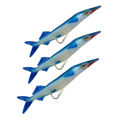 EatMyTackle Soft Ballyhoo Swimbait 3-Pack with lifelike action to attract hungry game fish.