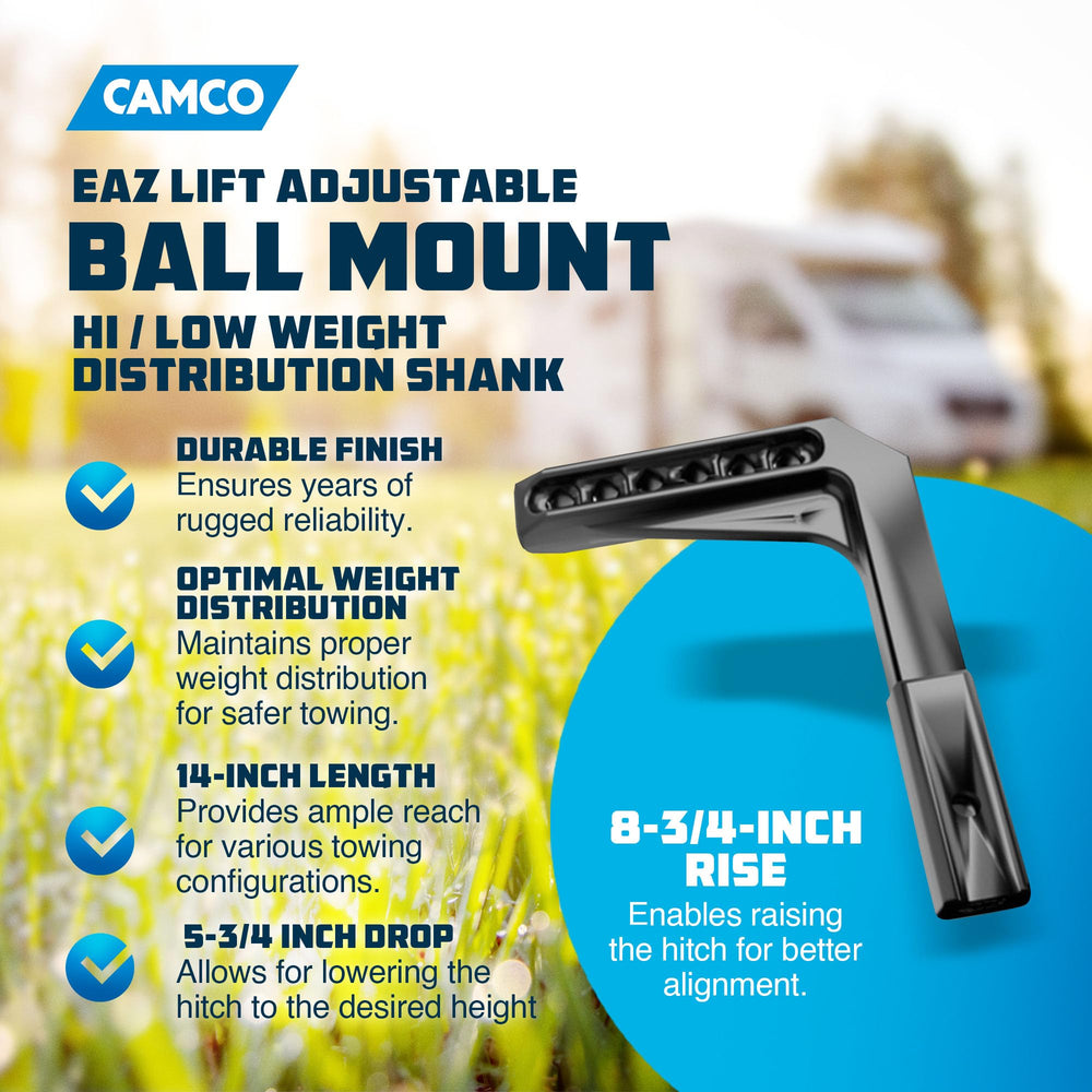 Eaz-Lift shank shows powder-coated steel finish for rugged durability