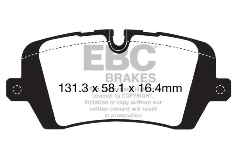 EBC Yellowstuff brake pad friction surface detail supports repeated heavy braking with reduced fade.