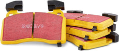 EBC Yellowstuff brake pad front view highlights high-friction surface for strong stopping power.