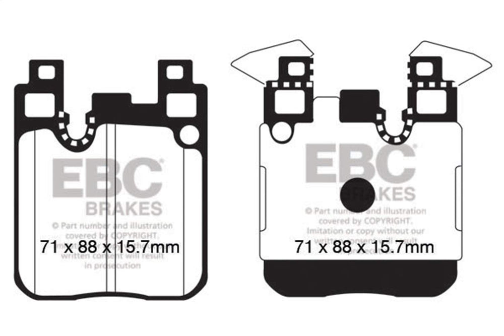 EBC Yellowstuff 4000 installed on BMW brake pad close-up highlighting heat tolerance and pedal response