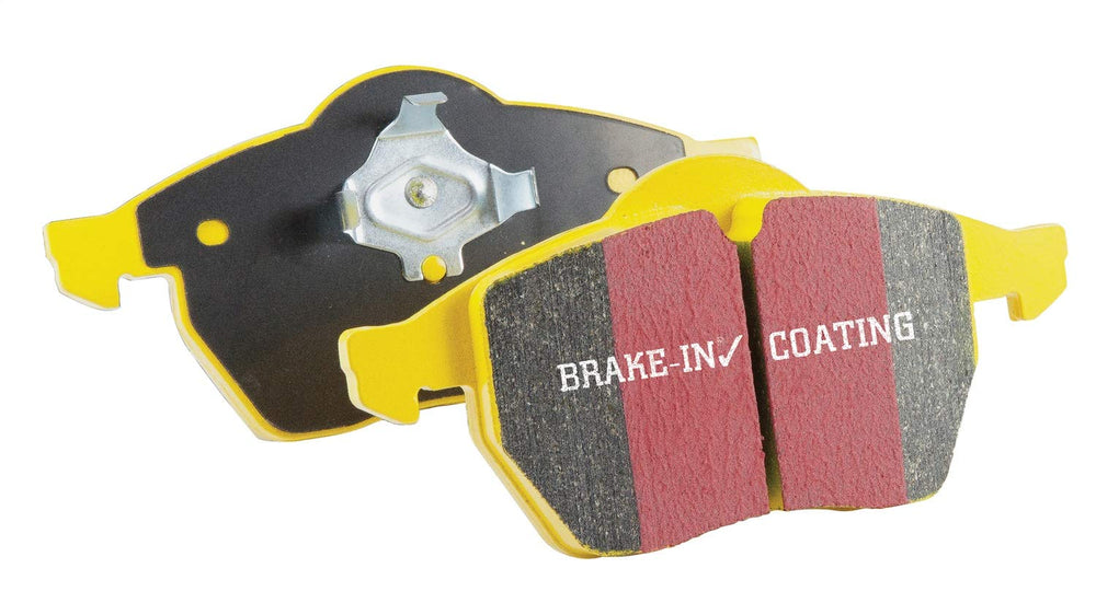 EBC Yellowstuff rear brake pad view emphasizing fade resistance and control.