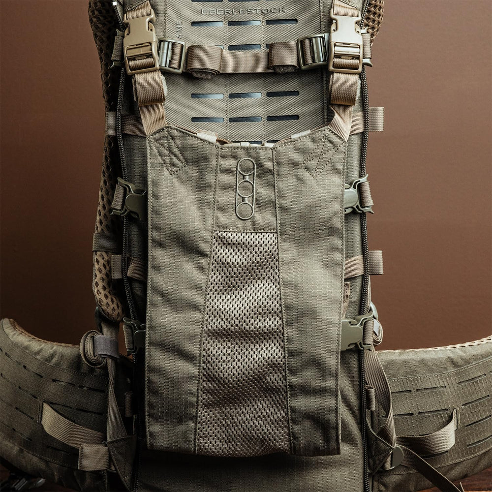 Eberlestock Modframe forward-pull hip belt with one-handed adjustment