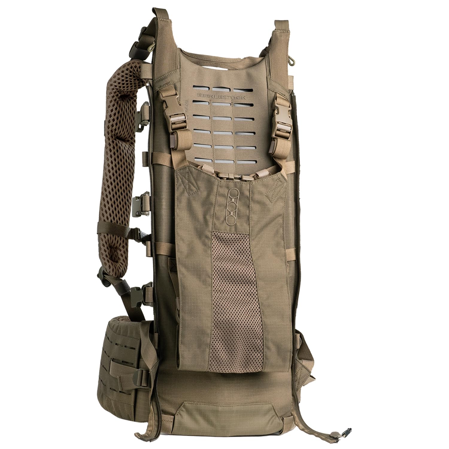 Eberlestock Modframe frame assembly showing modular back support and durability benefits