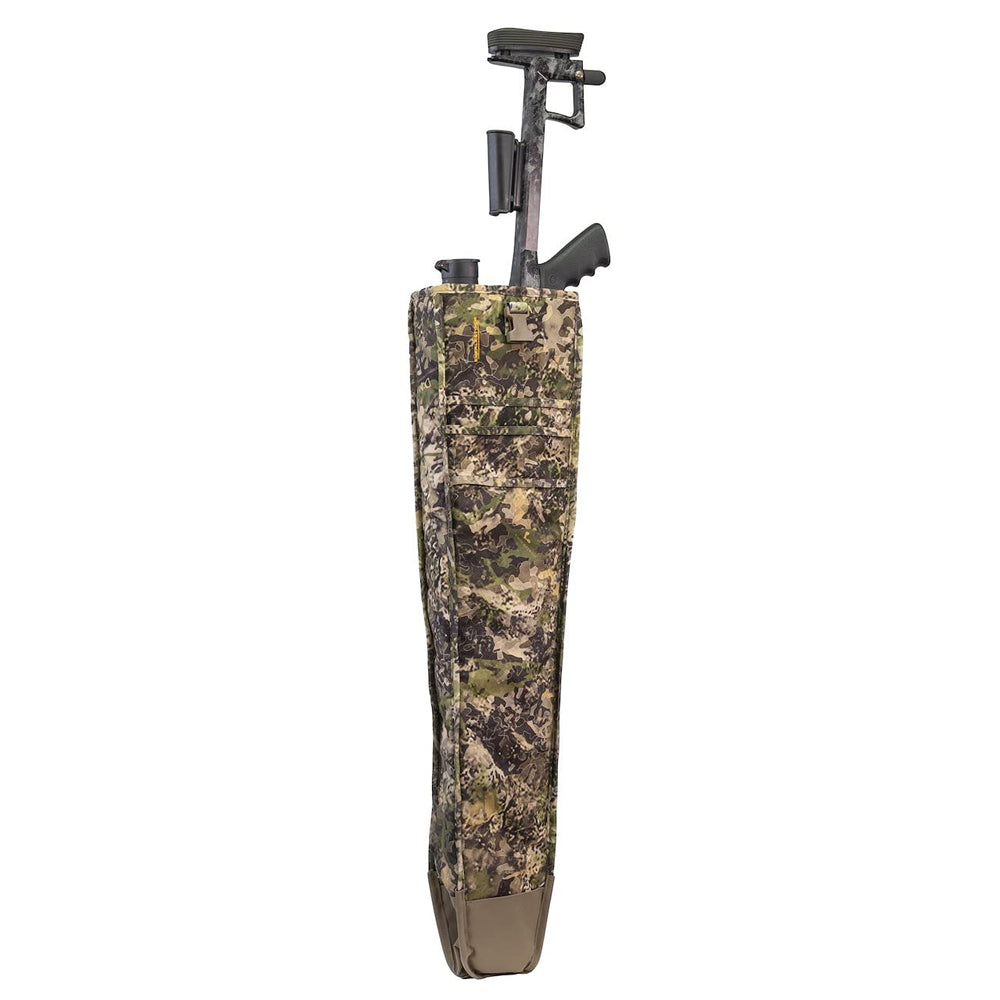 Eberlestock Side Scabbard Mountain profile keeps a bolt-action rifle secure during rugged hunts.