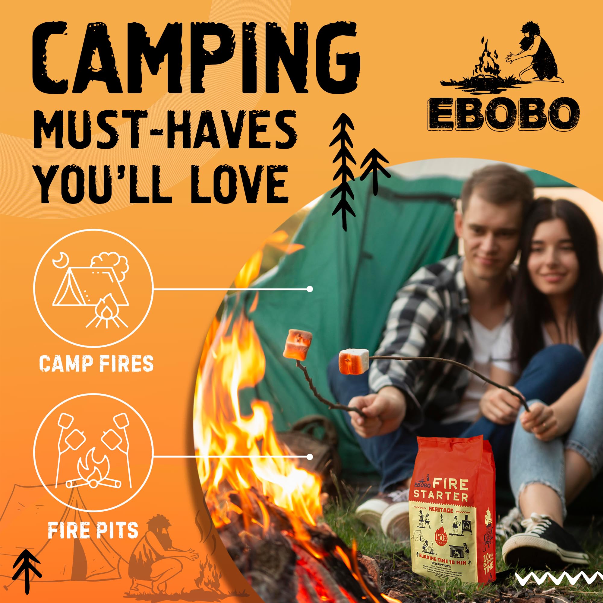EBOBO fire pit setup shows extended burn time and consistency.