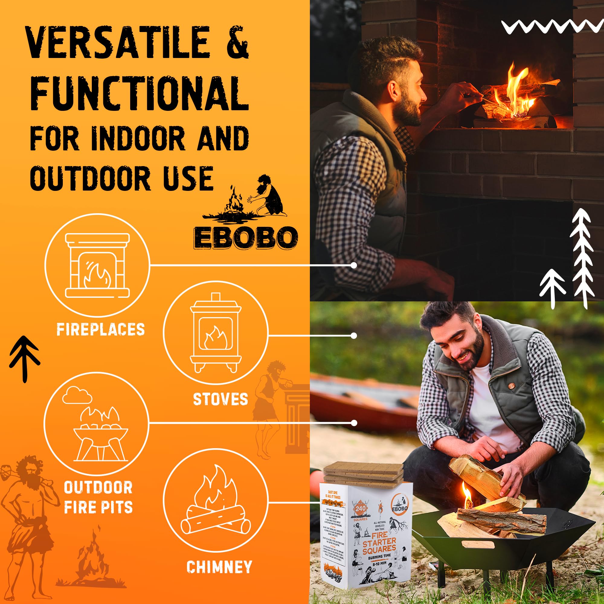 EBOBO cubes for outdoor camping, reliable ignition outdoors.