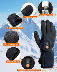 EBOSSOM heated glove liners illustrate three temperature settings for warmth control.