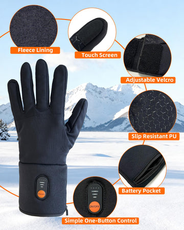 EBOSSOM heated glove liners use touchscreen fingertips, enabling quick device access in cold.