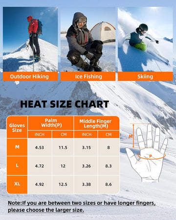 EBOSSOM heated gloves built-in snow scraper to clear goggles