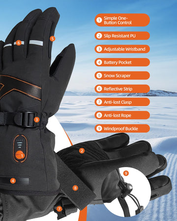 EBOSSOM heated gloves fingertips close-up for touchscreen control