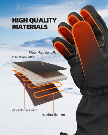 EBOSSOM heated gloves reflective strips and leather trim for visibility and style