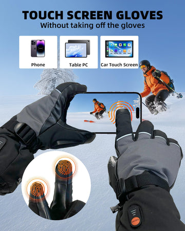EBOSSOM heated gloves waterproof windproof shell for light snow and rain