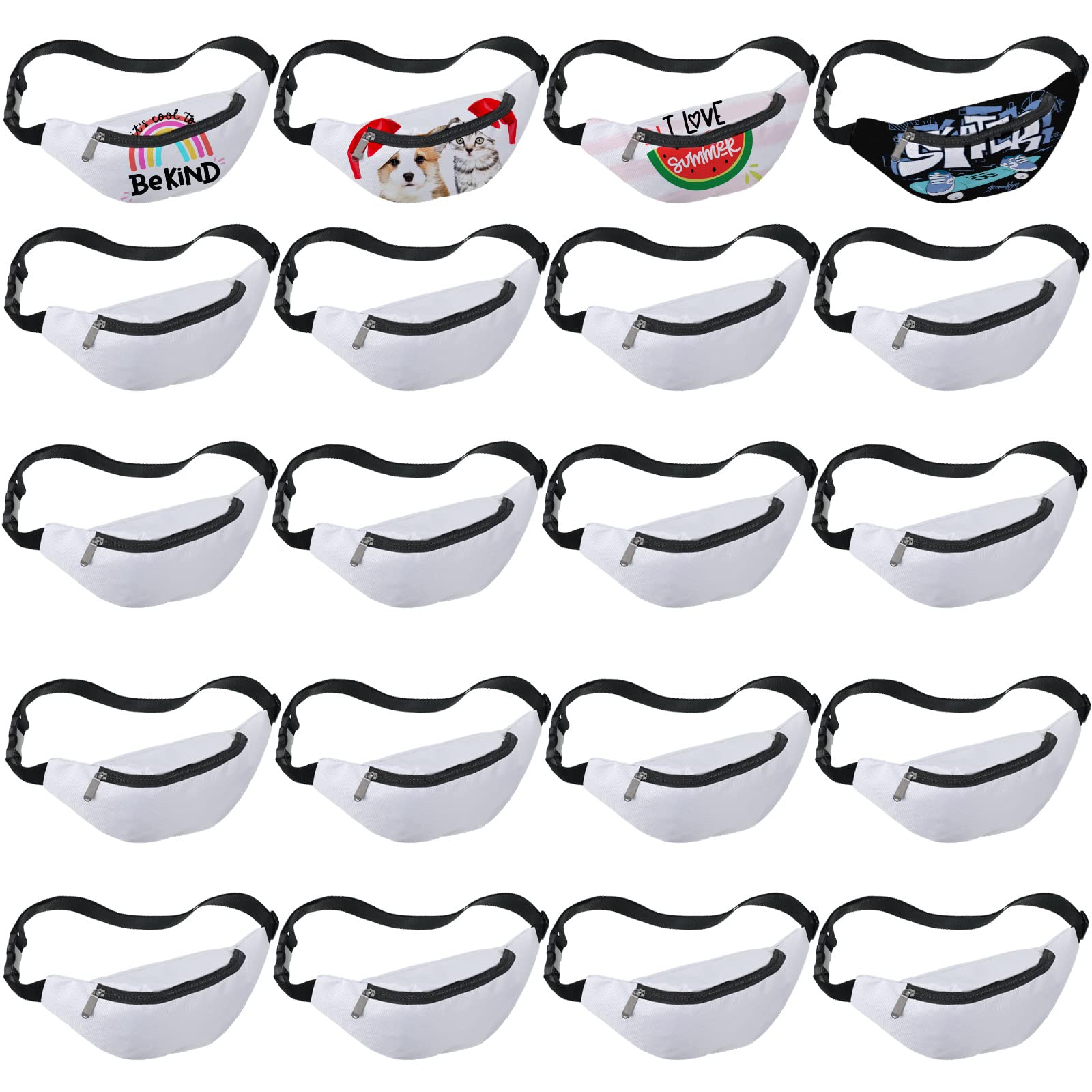 Eccliy sublimation fanny pack white front view showing DIY-ready surface.