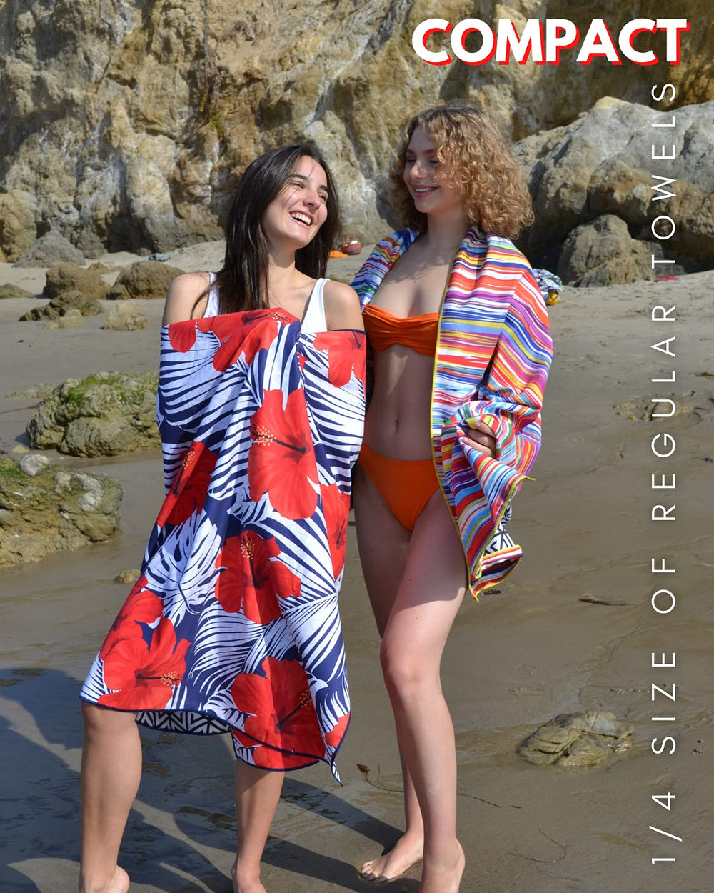 ECCOSOPHY oversized towel packs compactly for travel with included pouch.