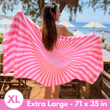 ECCOSOPHY microfiber beach towel double-sided design for stylish seaside lounging.