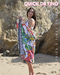 ECCOSOPHY microfiber beach towel double-sided design adds color and versatility.