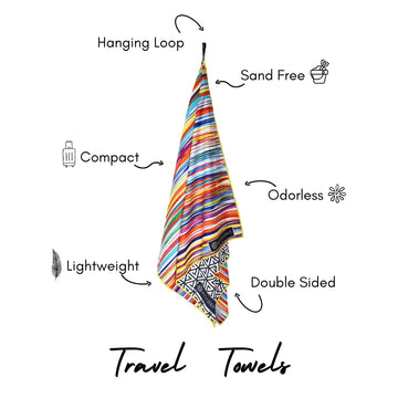 ECCOSOPHY extra-large towel remains portable for lounging, travel, and packing ease.