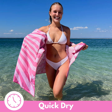 ECCOSOPHY microfiber beach towel suitable for gym and pool use.