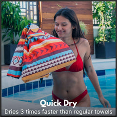 ECCOSOPHY quick-dry towel ready for travel and poolside use.