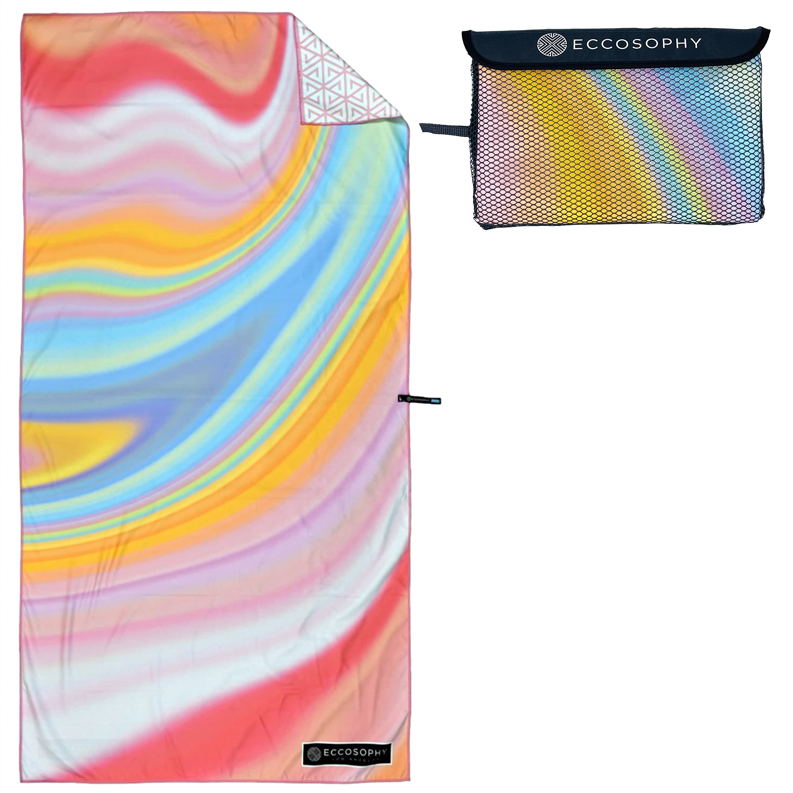 ECCOSOPHY microfiber beach towel sand-free surface ideal for beach setups and clean car interiors