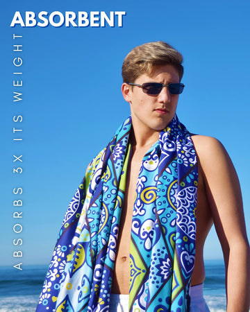 ECCOSOPHY Mykonos multisport towel ideal for beach, pool, and camping.
