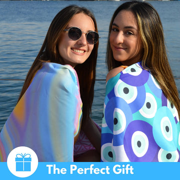 ECCOSOPHY Santorini lightweight towel ideal for packing in bags.
