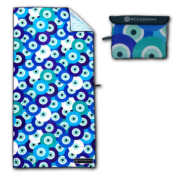 ECCOSOPHY Santorini sand-free towel ideal for beach days and travels.