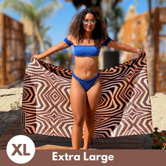 ECCOSOPHY towel sand-proof beach towel; sand slides off for clean gear.