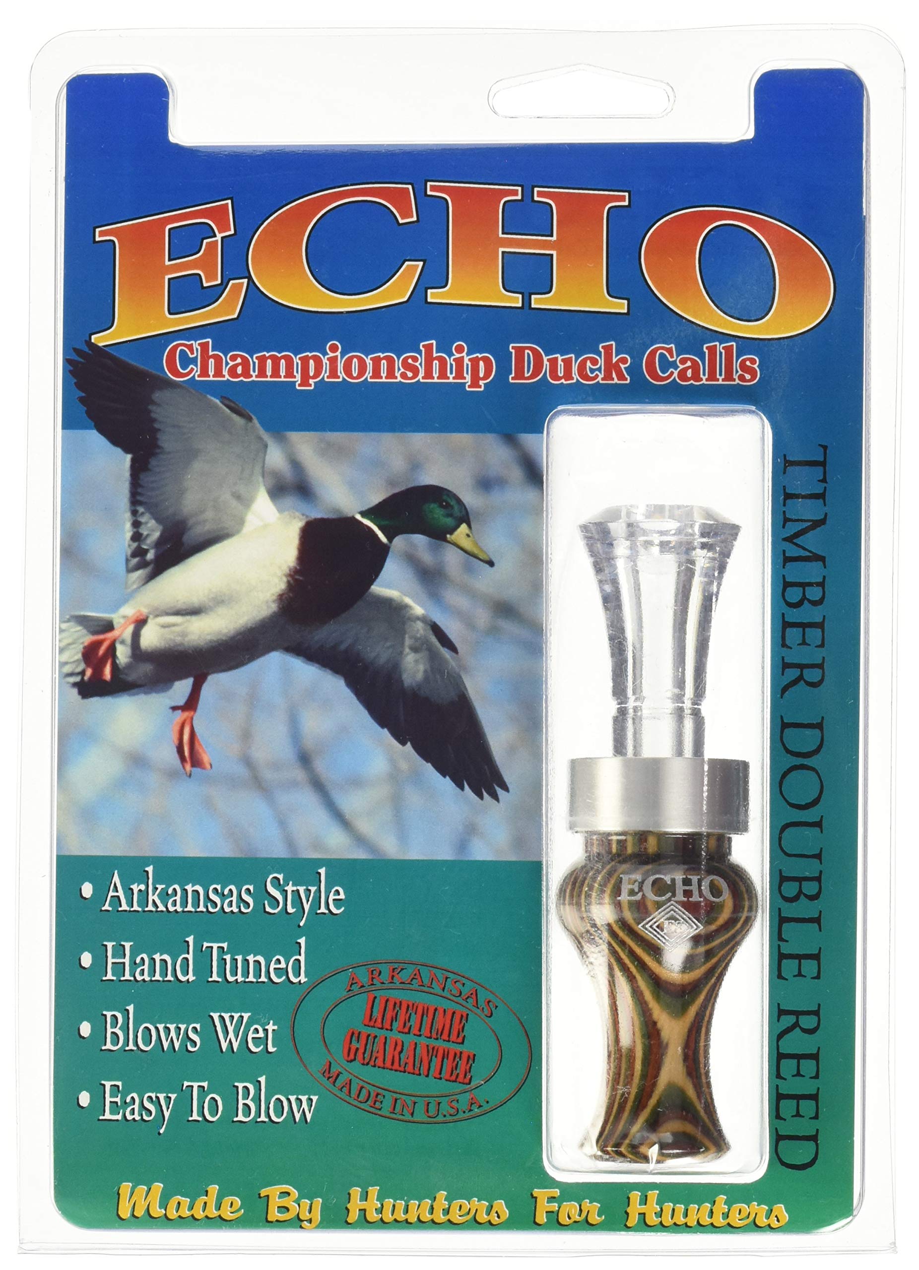 Echo Calls Diamondwood Timbers duck call close-up shows wood grain and durable tone options