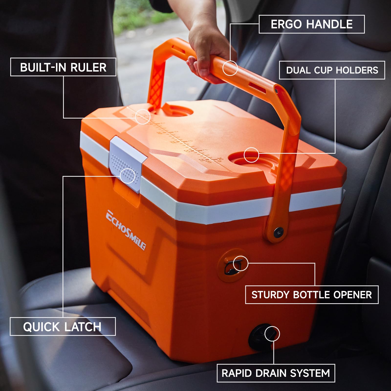 EchoSmile Ultra-Light cooler in-truck-bed ready for road trips.
