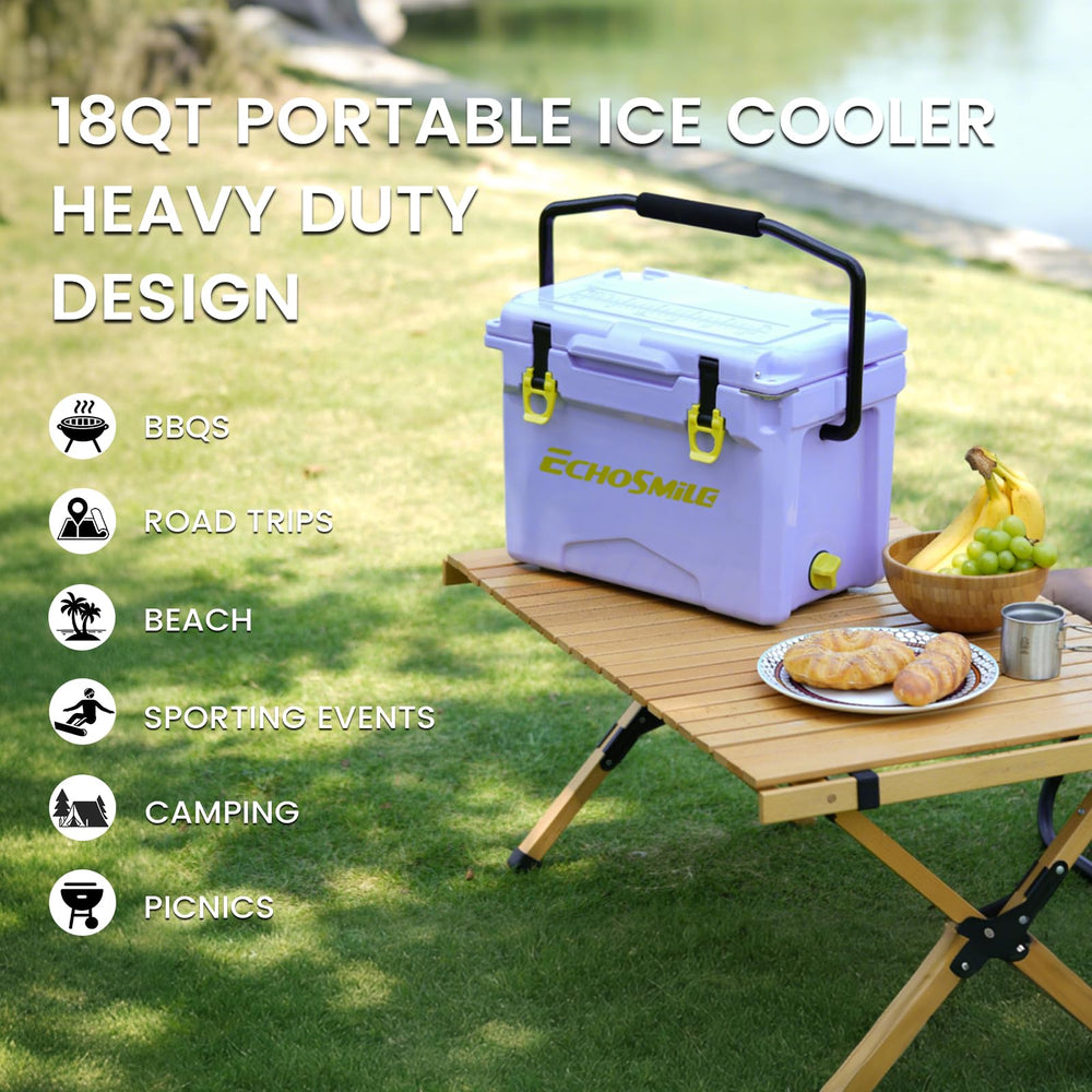 EchoSmile rotomolded cooler Lavender anti-slip feet keep stability on uneven ground