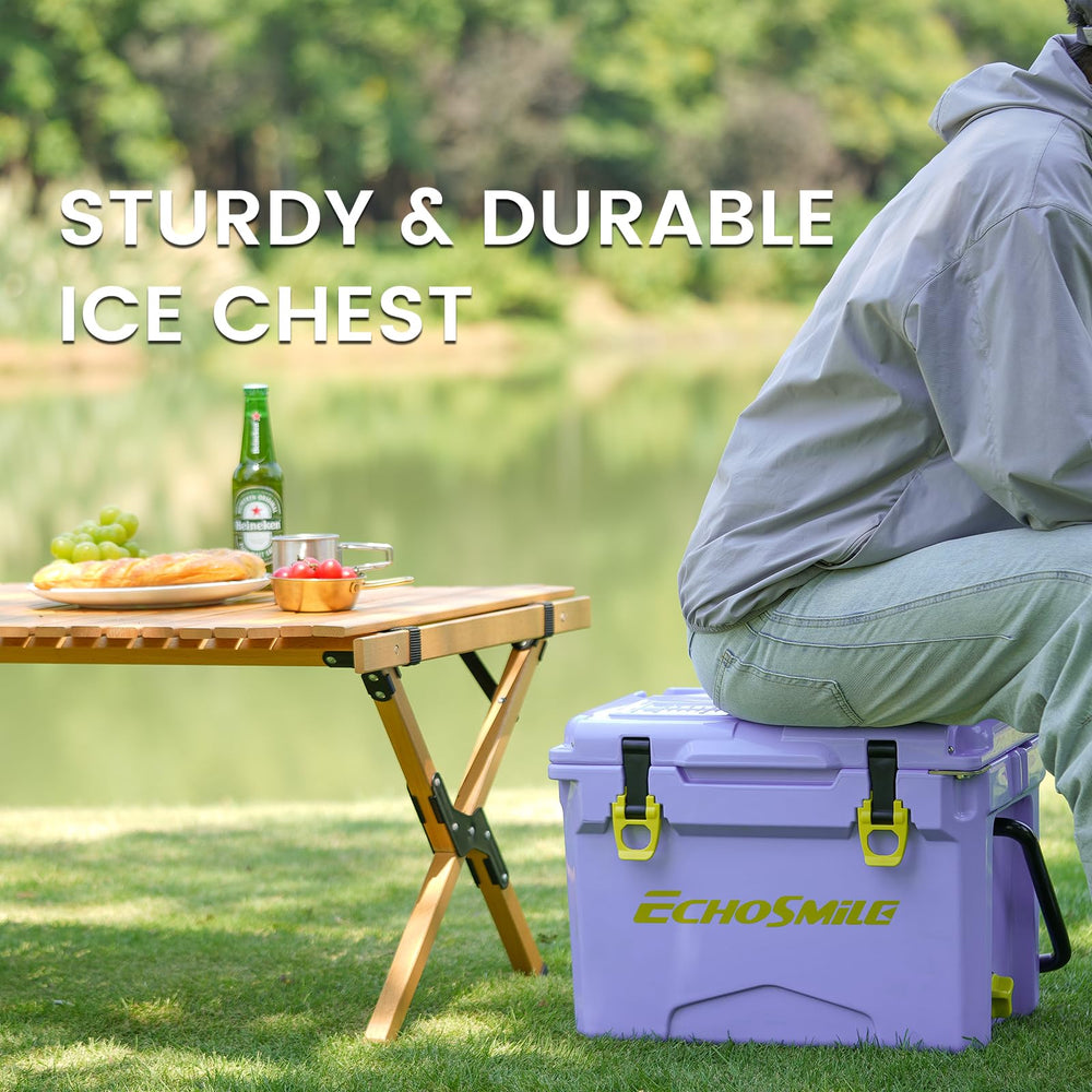 EchoSmile rotomolded cooler Lavender ergonomic handle for comfortable transport