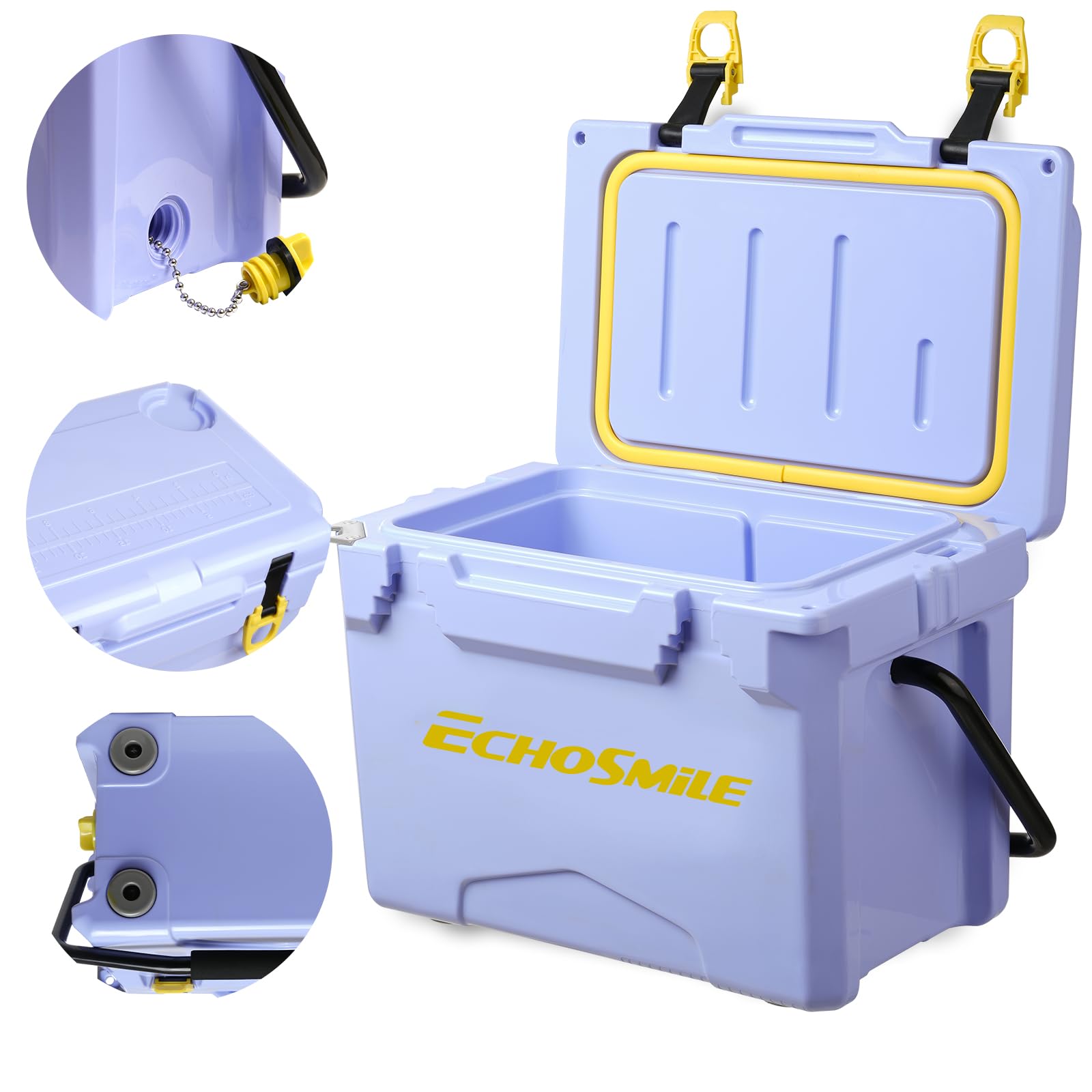 EchoSmile rotomolded cooler Lavender insulation cross-section highlights long-lasting ice retention