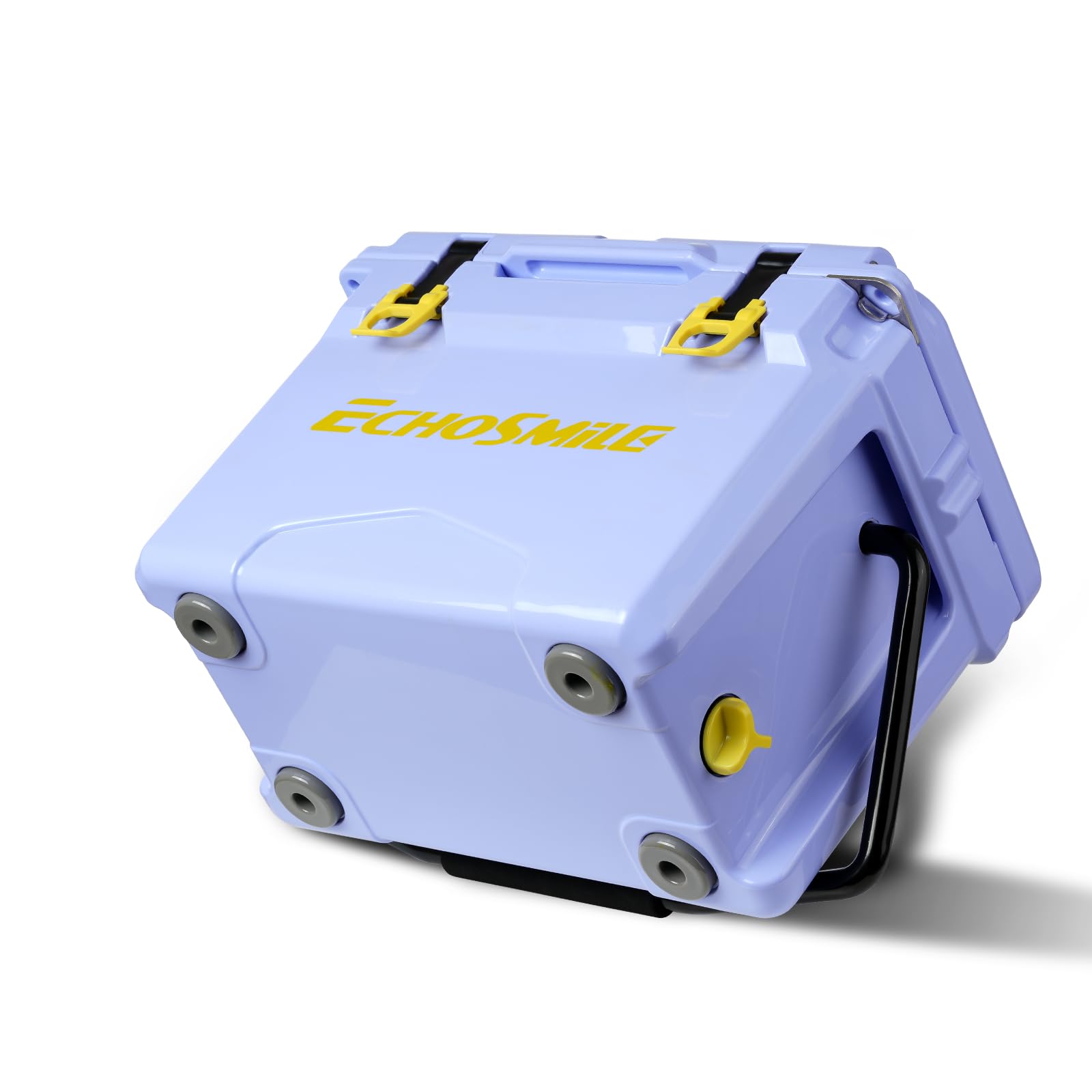 EchoSmile rotomolded cooler Lavender side view detailed latches for secure travel