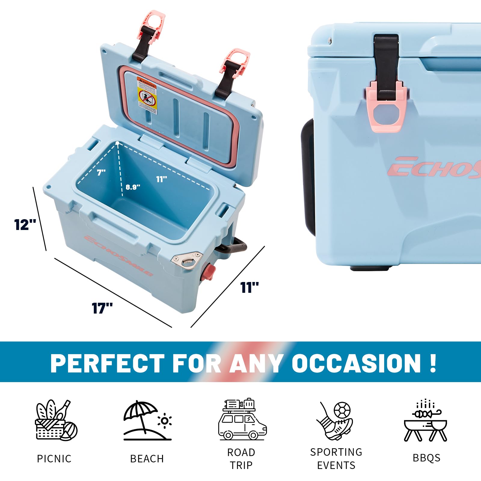 EchoSmile 12-quart capacity display suggests compact portability for day trips