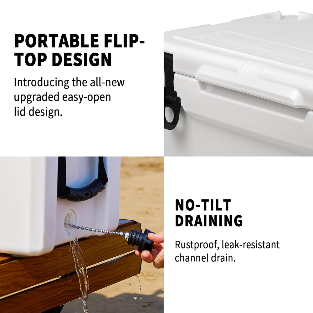 EchoSmile 75QT cooler lid supports up to 310 lbs for seating versatility.