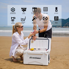 EchoSmile 75QT rotomolded cooler capacity demonstrates space for 85 cans.