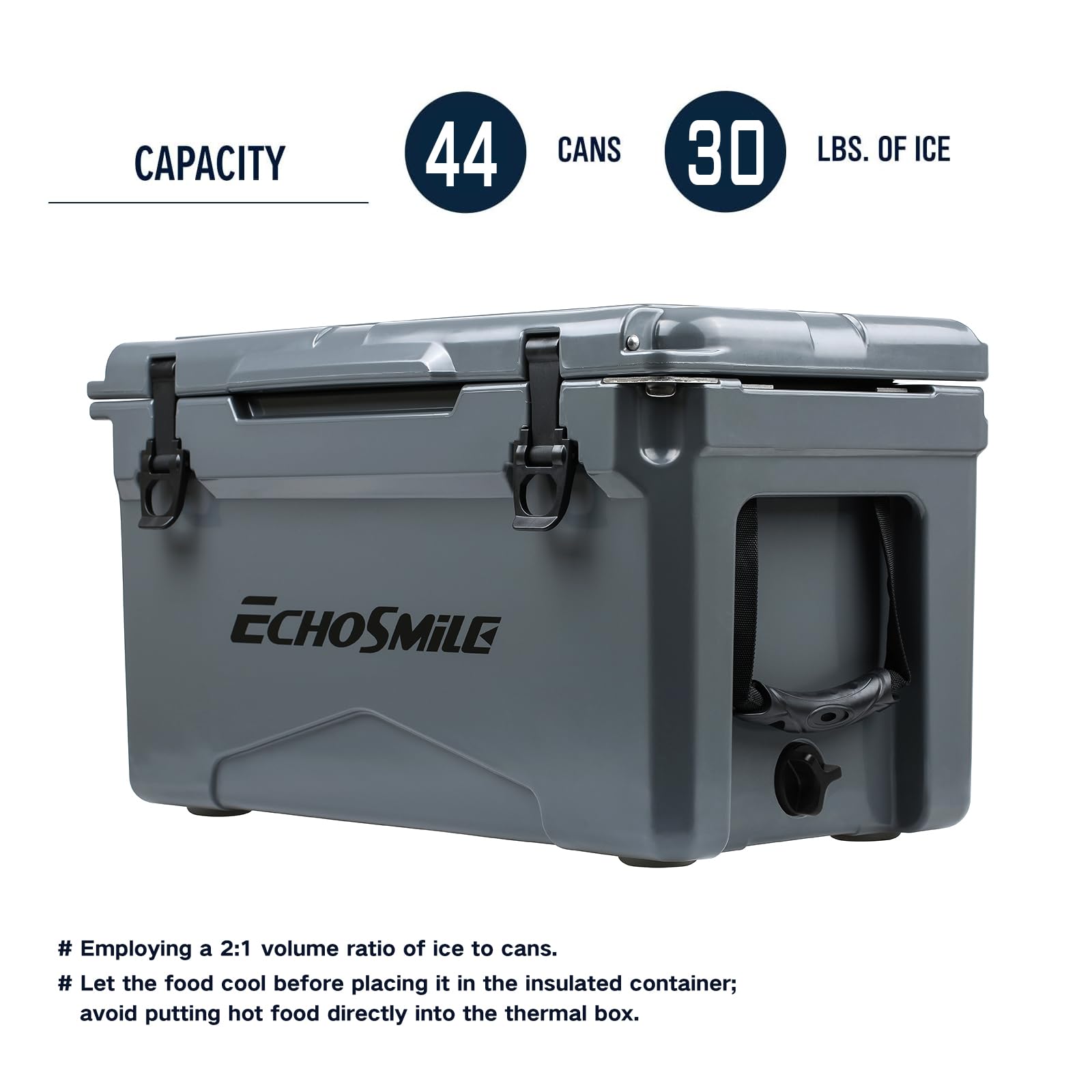 EchoSmile unbreakable latches and molded cup holders enable secure transport.