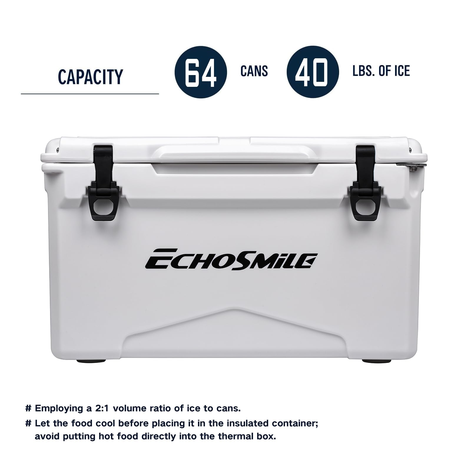 EchoSmile cooler lid shows ruler embedded for quick measurements on-site.
