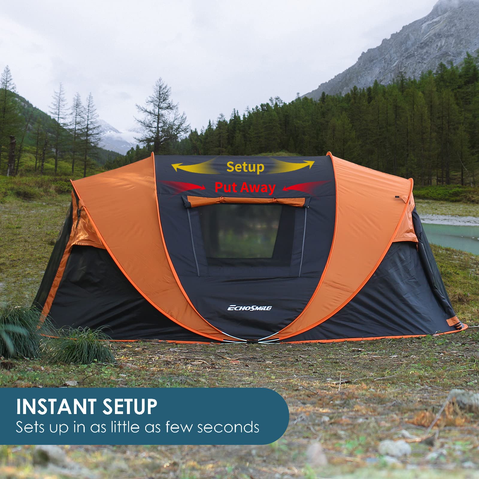 EchoSmile family camping use shows versatile space for 2-6 person setups