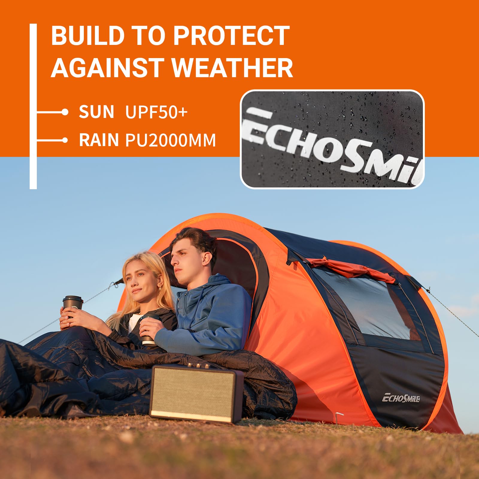 EchoSmile instant pop-up tent water-resistant design provides reliable shelter.