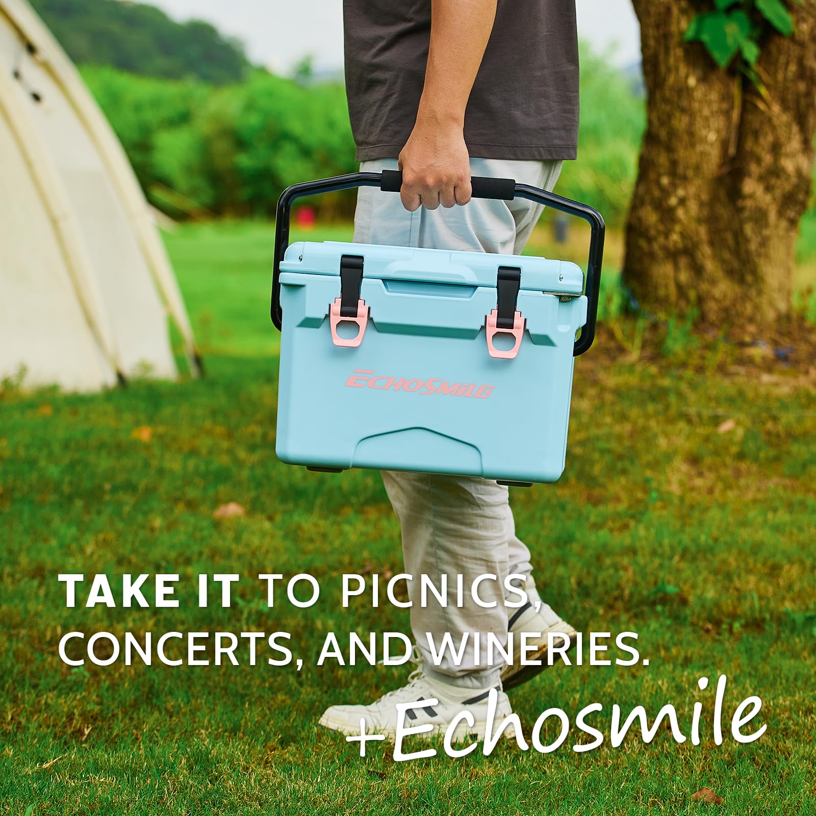 EchoSmile interior ice-core emphasizes food-safe, insulated storage for chilled beverages